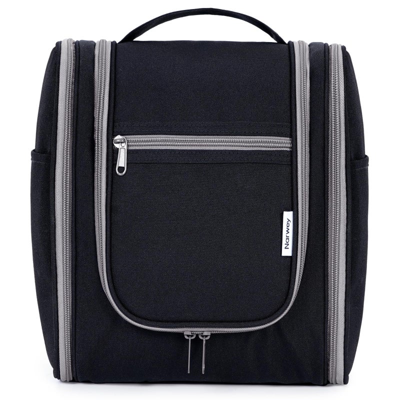 Narwey Small Hanging Travel Toiletry Bag Cosmetic Make Up Organizer for Women and Men Medium Black